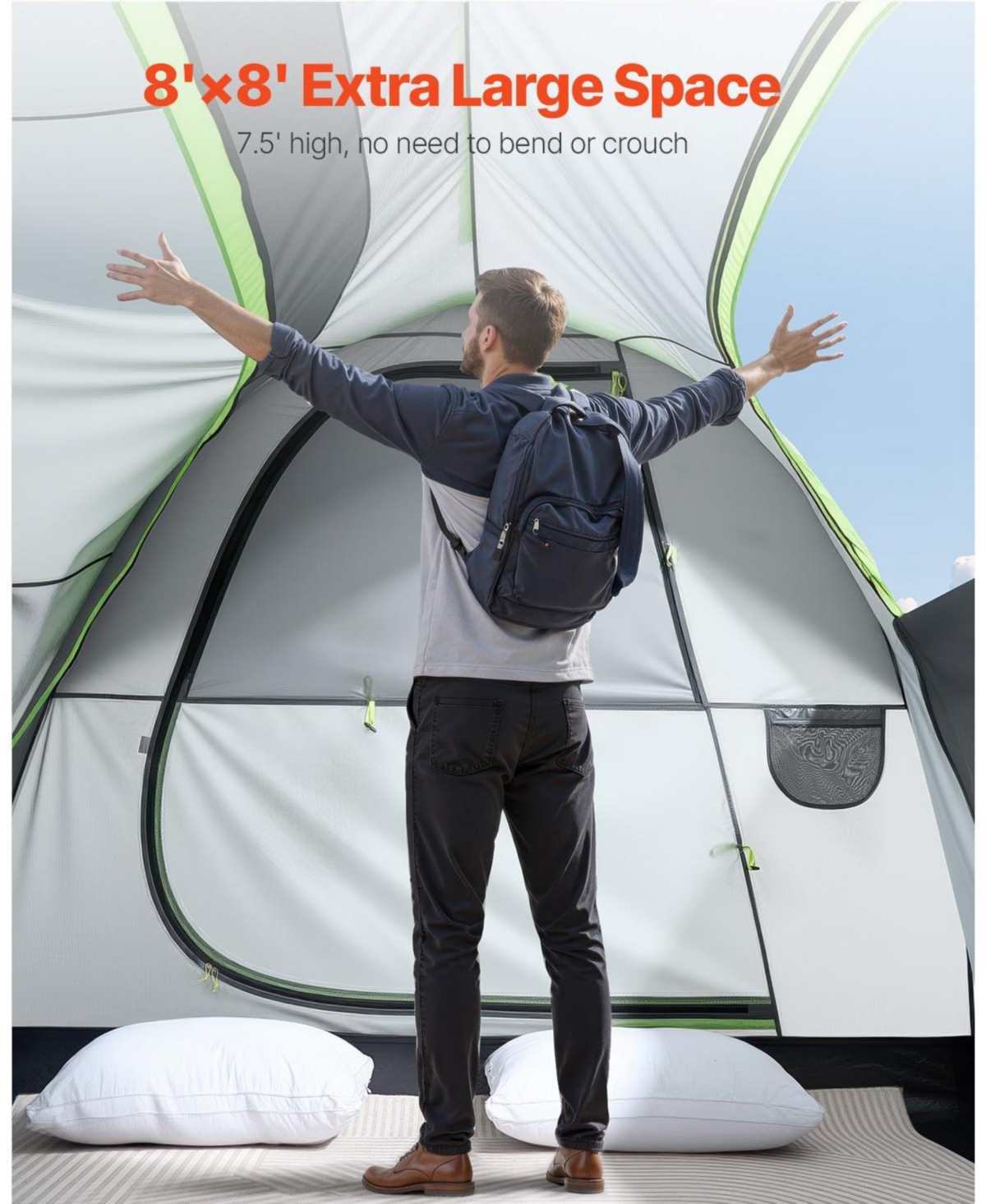 Cozito Suv Camping Tent, 8 x 8 feet Double Layer PU2000 Tent with Rainfly and Storage Bag