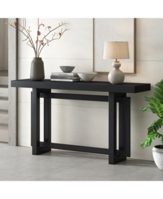 59" Contemporary Minimalist Console Table, with Thick Pine Wood Legs, Unique Triple Rectangle Design, for Hallway Entrance Foyer
