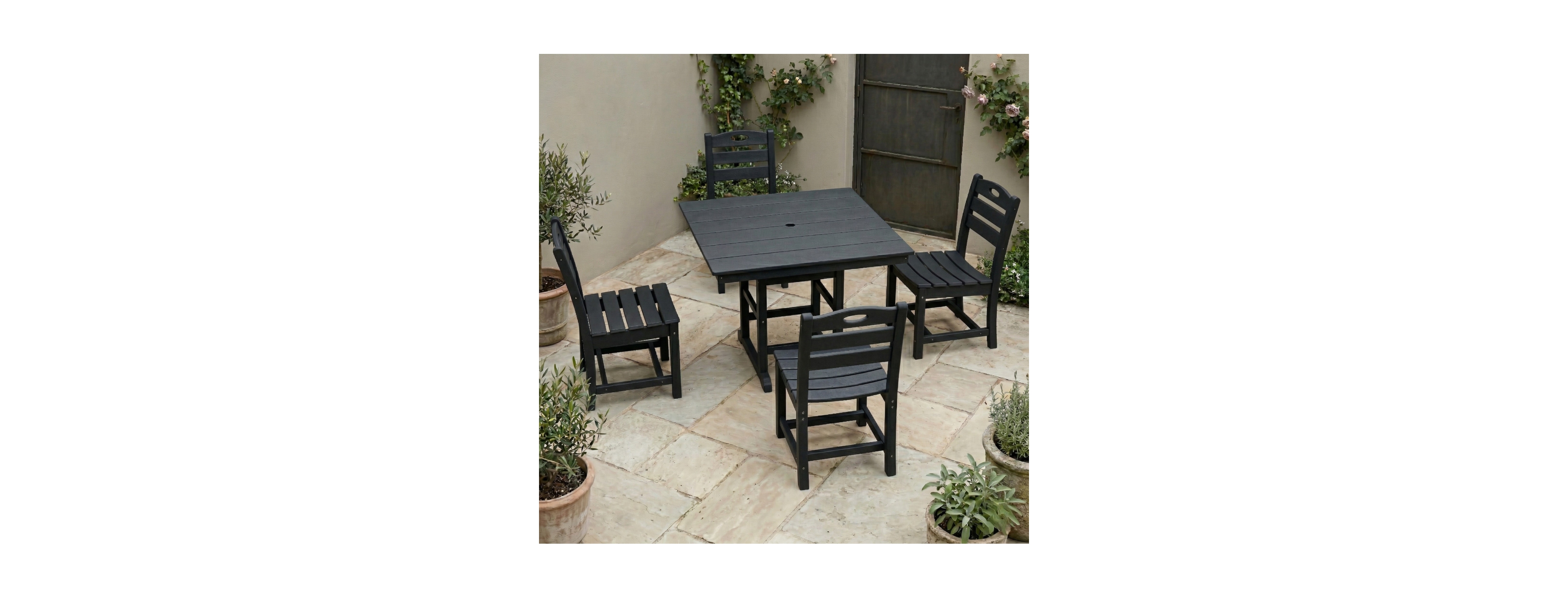 Streamdale Furniture Hdpe 4-Piece Square Patio Dining Set with Umbrella Hole
