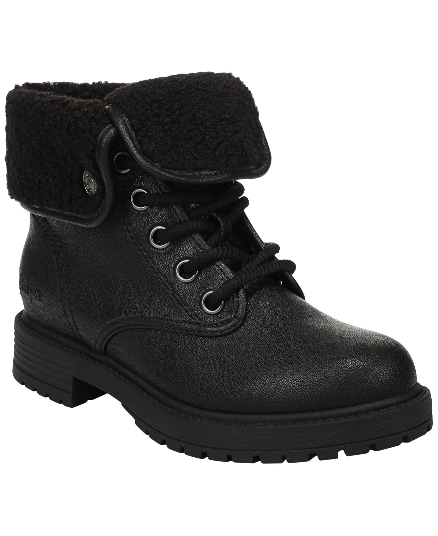 Женские ботинки Blowfish Malibu Andy Cozy Lace-Up Short Booties, цвет: Чёрная искусственная кожа / Искусственный — фото 1