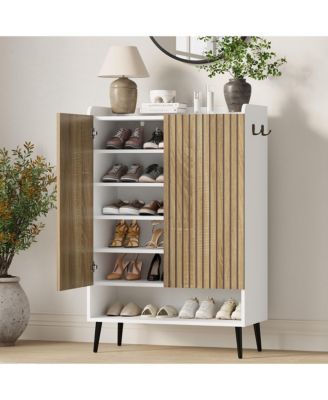 Large Shoe Cabinet with Doors, 6 Tier Shoe Storage Cabinet with Adjustable Shelves, Freestanding Shoe Rack Cabinet Organizer
