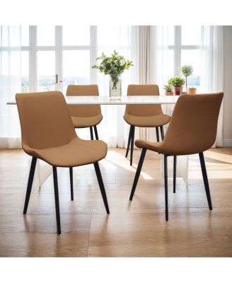 PU Leather Dining Chairs with Metal Legs, Set of 4