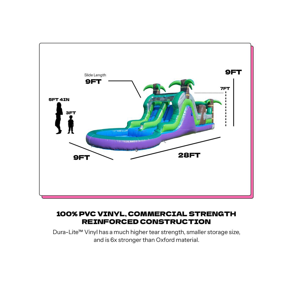 Pop Jump Tropical 28' Obstacle Course with Slide