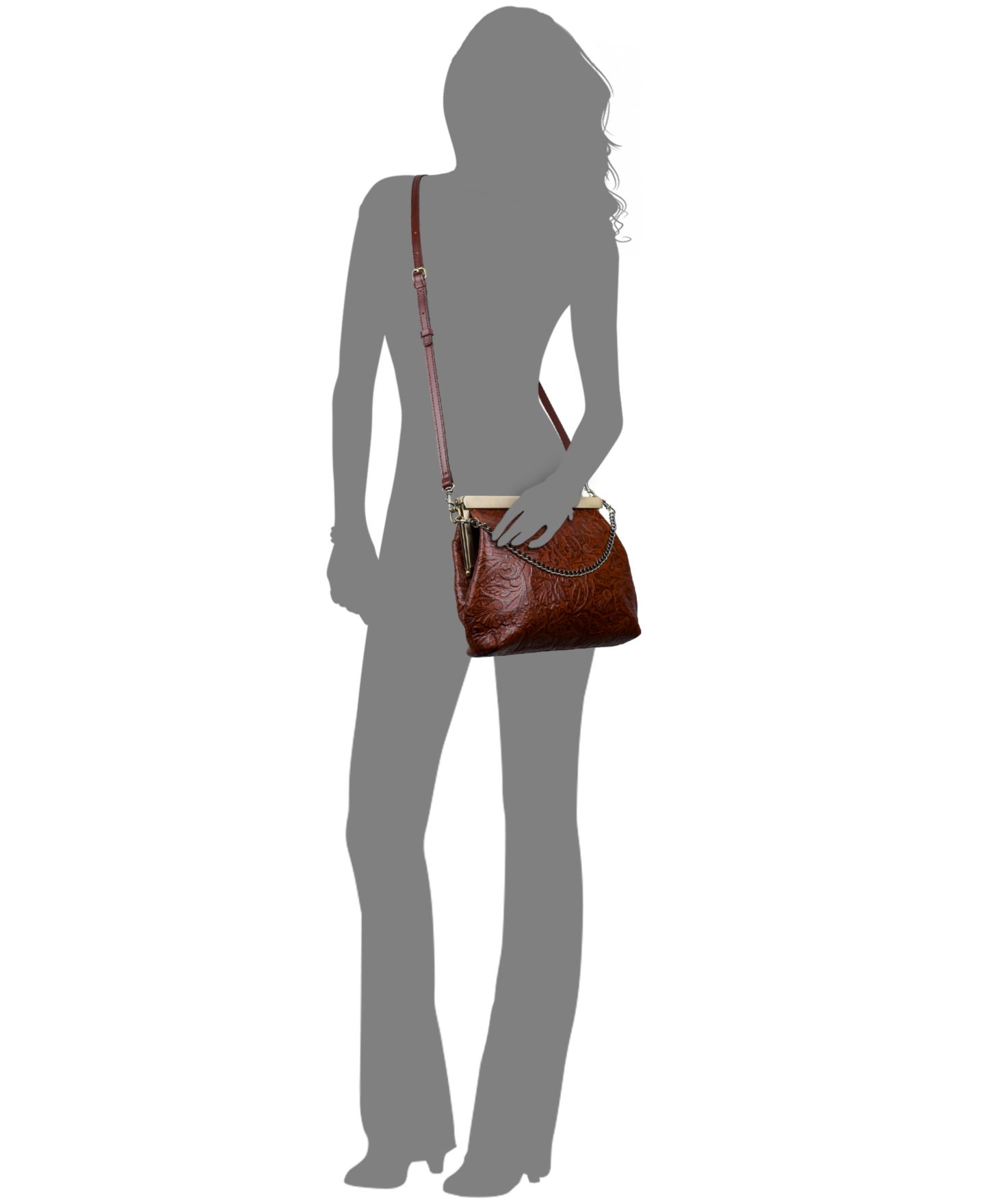 Женская сумка Patricia Nash Vilaine Small Tooled Leather Frame, цвет: Коньячный — фото 5