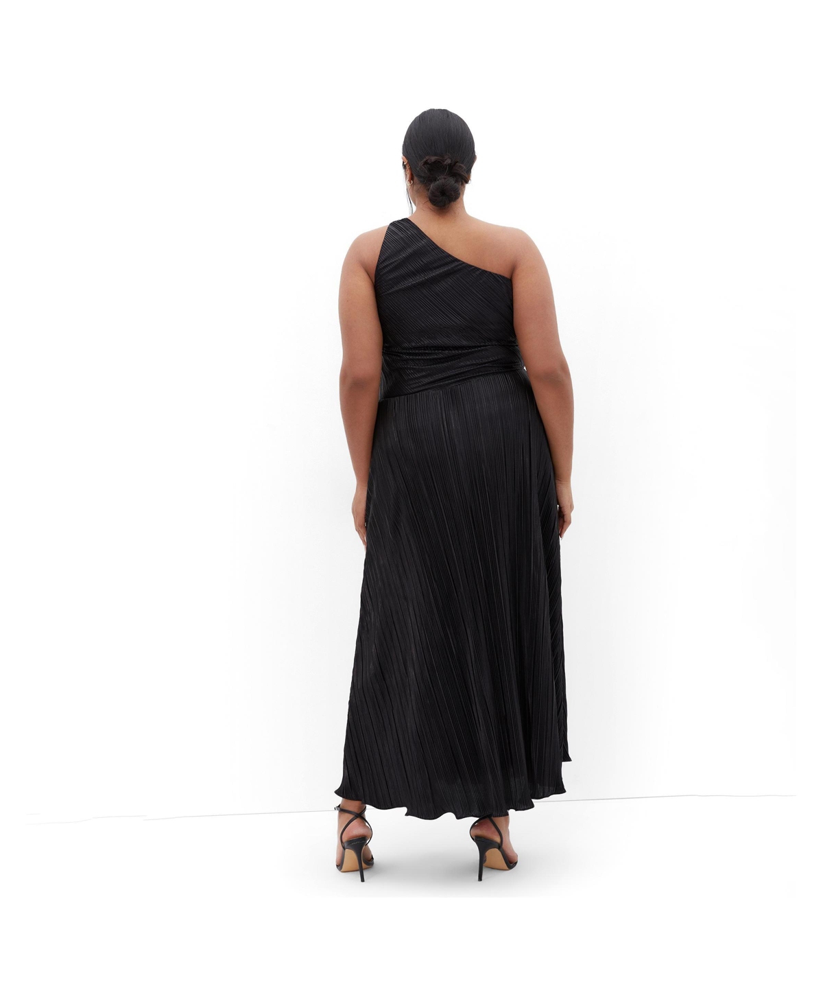 City Chic Plus Kamila One Shoulder Metallic Dress