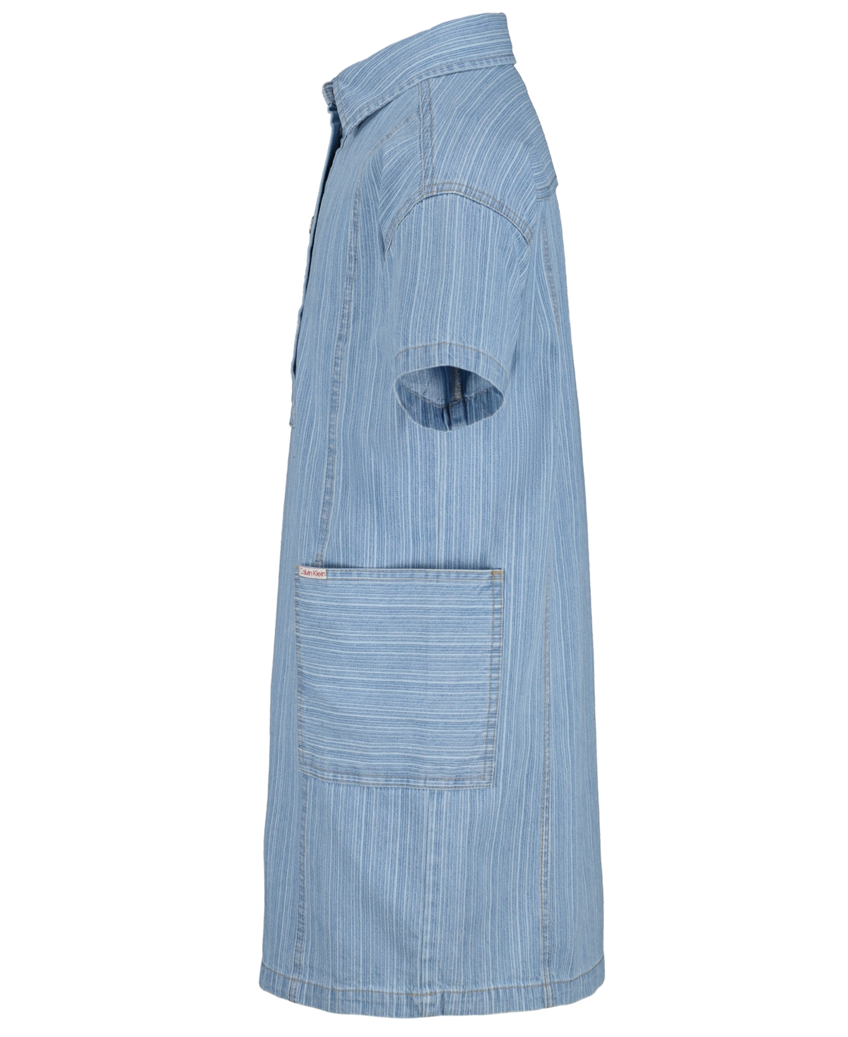 Calvin Klein Girls' 7-16 Short-Sleeve Button-Front Denim Shirt Dress