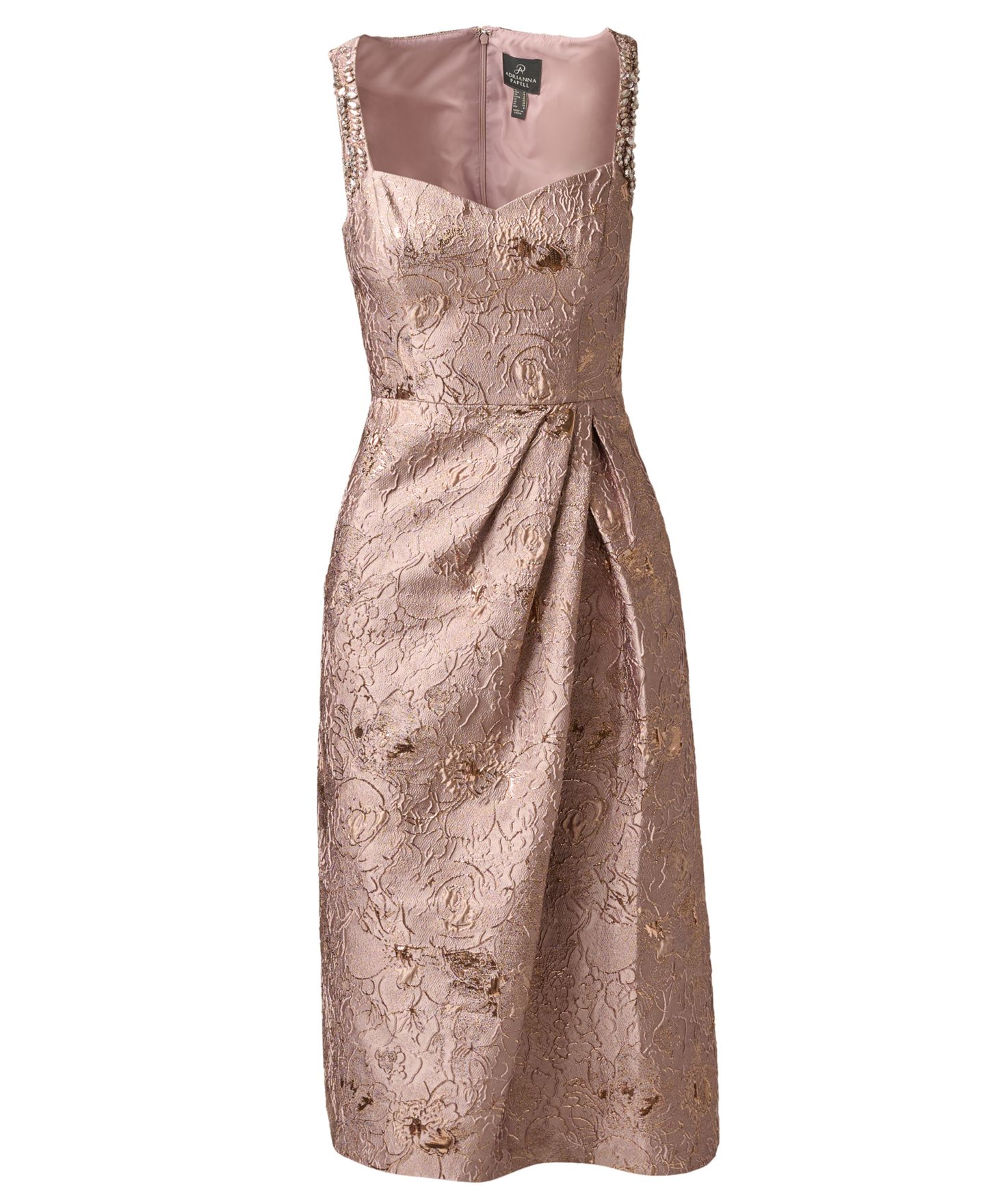 Женское платье Adrianna Papell Metallic Jacquard Sweetheart Neck Midi, цвет: Имбирный — фото 6
