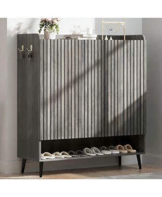 3 Door 6 Tier Shoe Storage Cabinet, Wooden Shoe Rack Organizer for Entryway, Hallway
