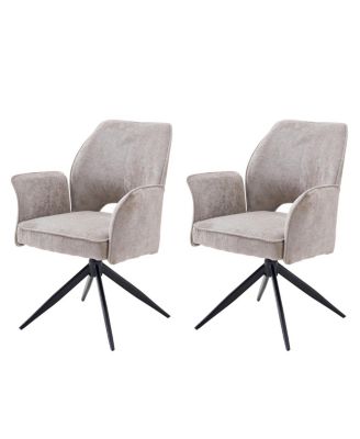 Set of 2 Modern Fabric Rotating Dining Chairs