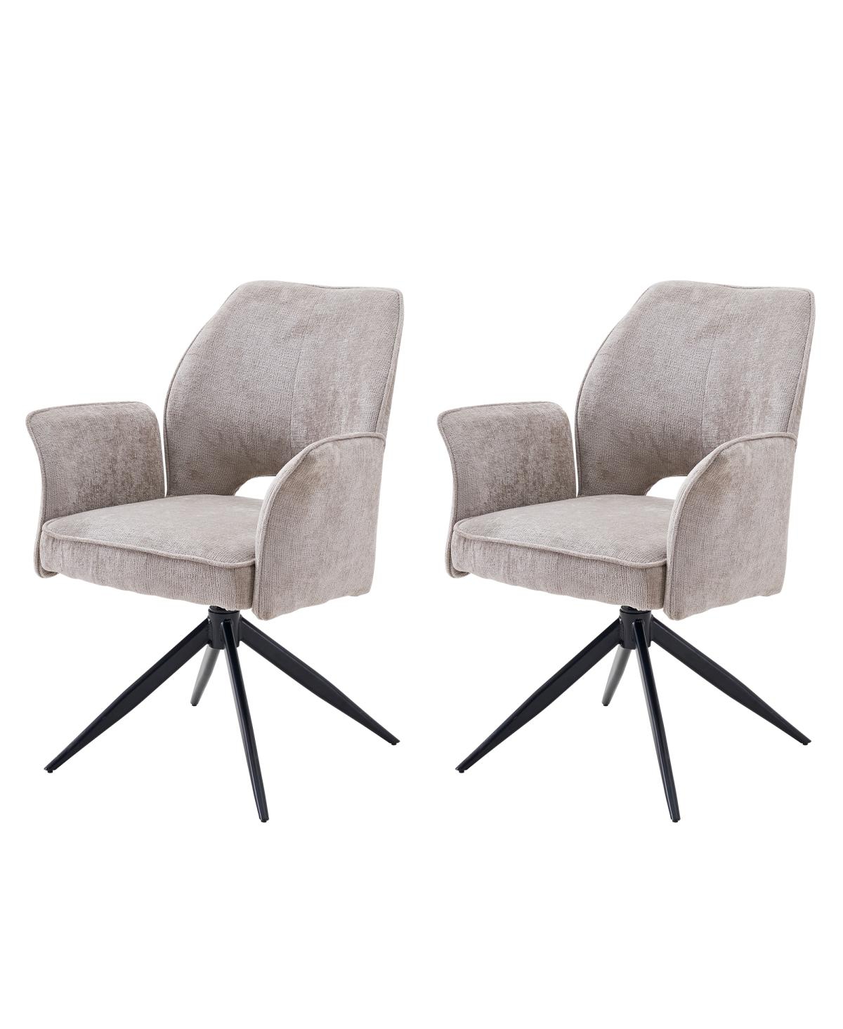 Streamdale Furniture Set of 2 Modern Fabric Rotating Dining Chairs