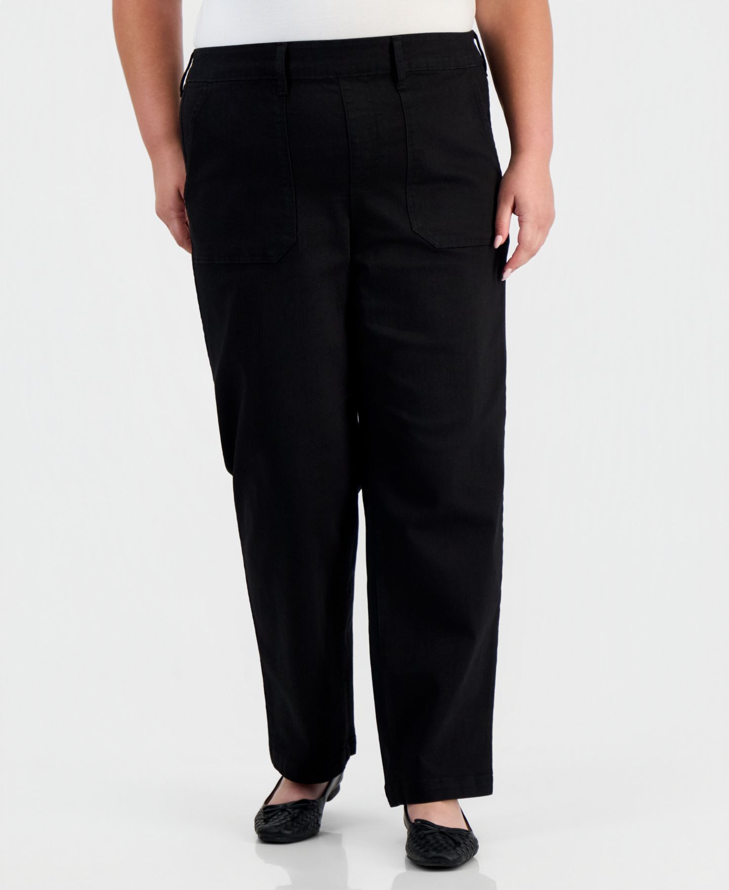 Женские джинсы Style & Co Plus Size High-Rise Pull-On Utility, цвет: Глубокий чёрный — фото 2
