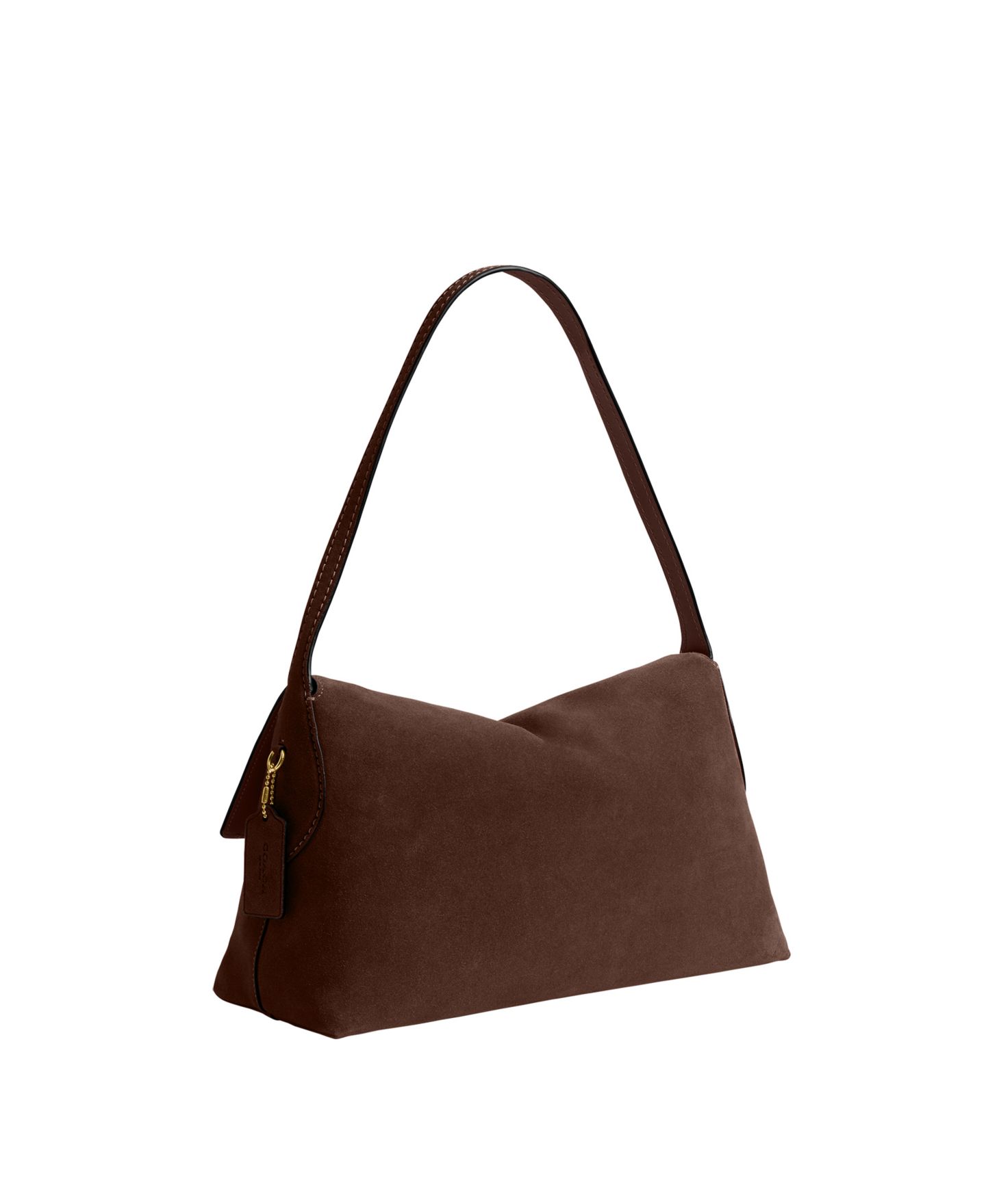 Женская сумка COACH Chelsea Large Suede Shoulder 36, цвет: Латунный / Шоколадный — фото 4