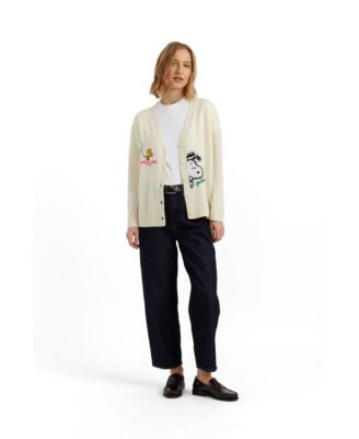 Chinti and Parker Women's Wool-Cashmere Snoopy Embroidered Cardigan