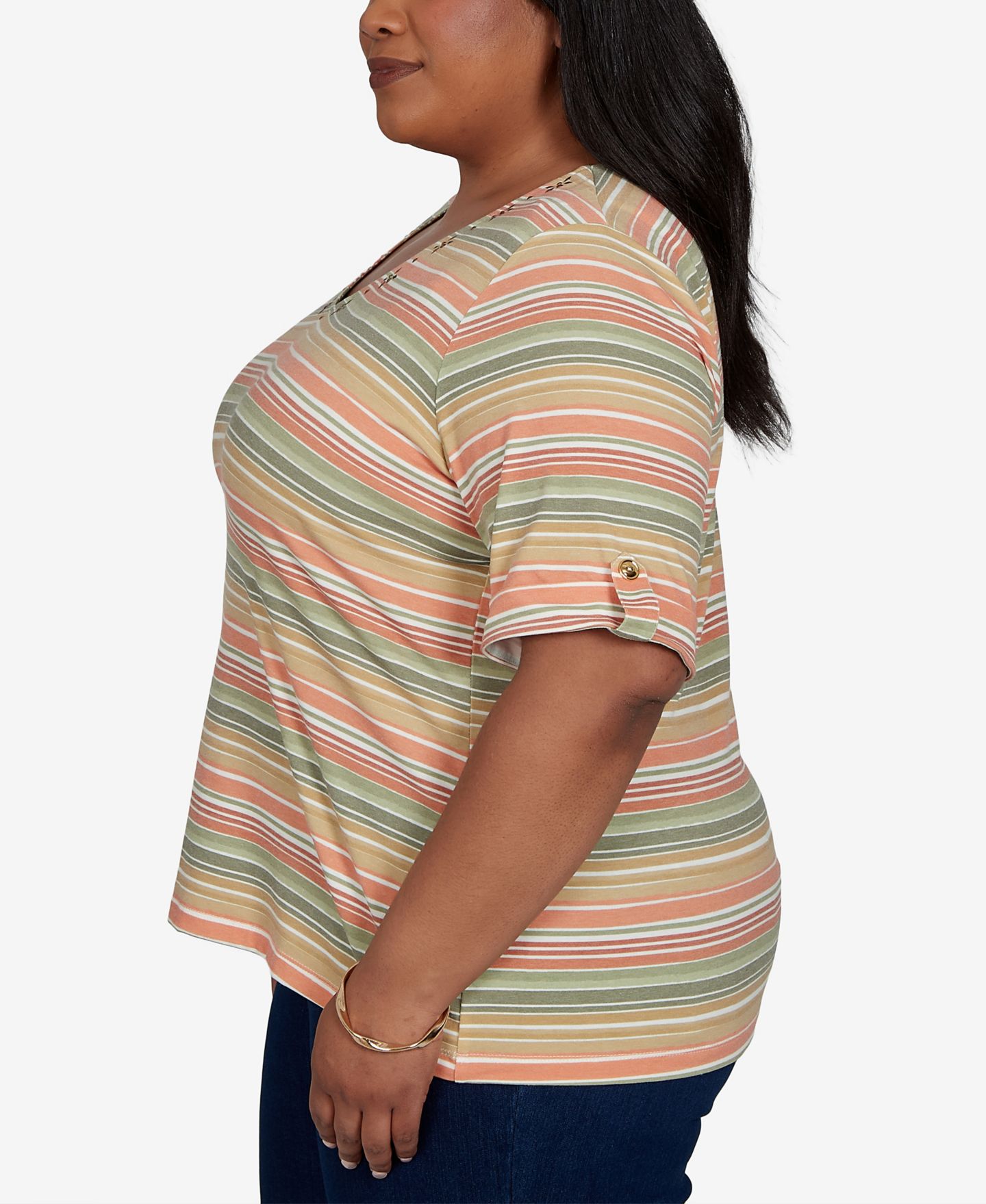 Женский топ HEARTS OF PALM Plus Size Printed Short-Sleeve, цвет: Разноцветный — фото 3