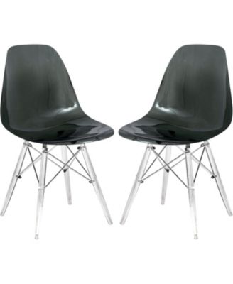 Cresco Modern Molded Dining Chair Set of 2 Chrome-Plated Eiffel Base and Acrylic Support Legs Ergonomic Curved Seat Accent Side Chair