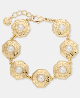 Charter Club Gold-Tone Faux-Pearl Flex Bracelet