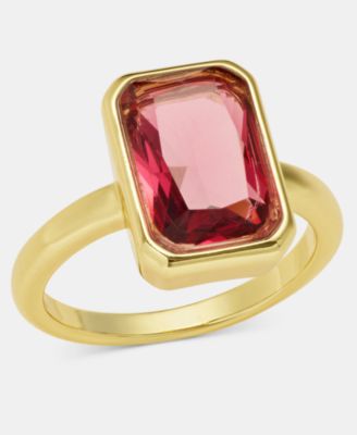 Red Crystal Emerald-Cut Ring
