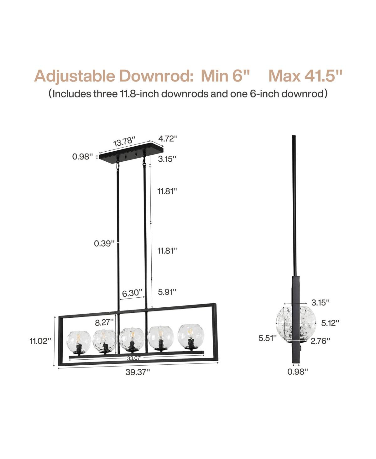 Tribesigns 5-Light Linear Kitchen Island Chandelier, Adjustable Pendant Light