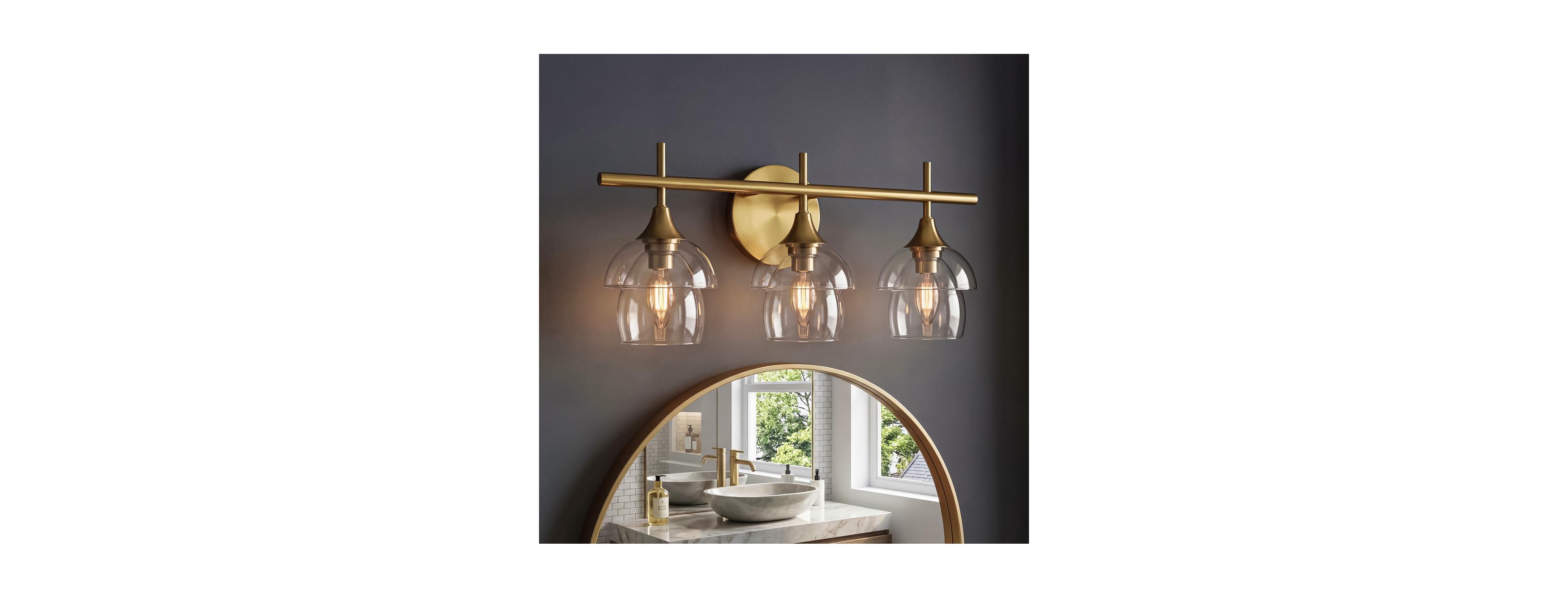 Tribesigns 3-Light Bathroom Vanity Light, Modern Wall Sconce with Clear Glass Shades