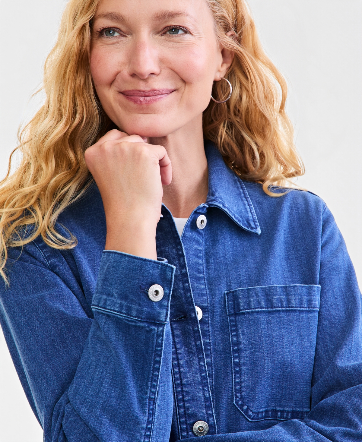 Style & Co Women's Denim Field Jacket Long-Sleeve Utility, Macy's Exclusive