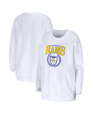 Women's White Los Angeles Rams Oversized Pullover Sweatshirt