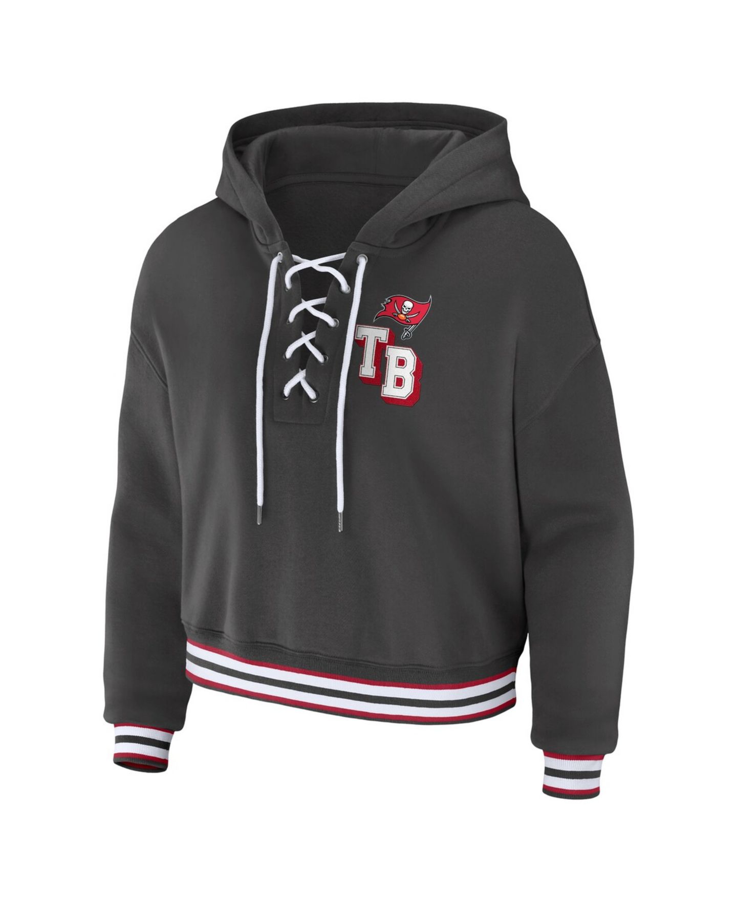 Женское худи WEAR by Erin Andrews Pewter Tampa Bay Buccaneers Lace-Up Pullover — фото 3
