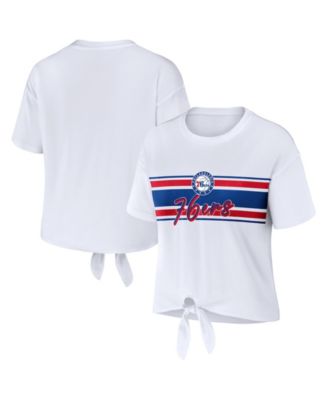 Women's White Philadelphia 76ers Tie-Front T-Shirt