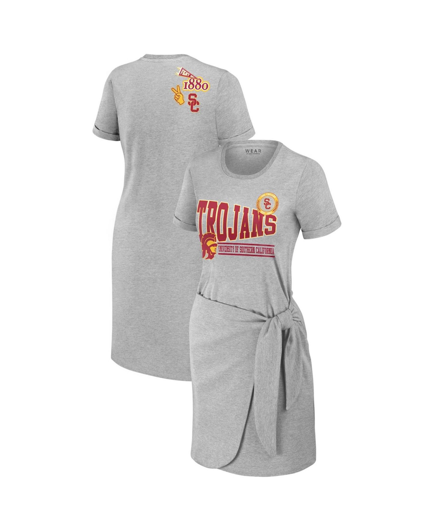 Женское платье WEAR by Erin Andrews Heather Gray USC Trojans Knotted T-Shirt — фото 1
