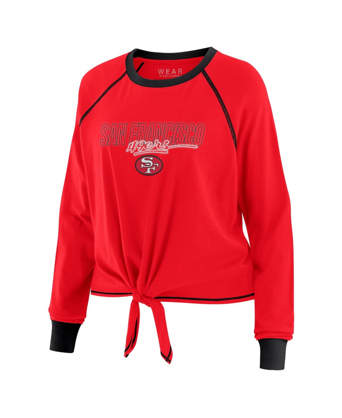 Wear by Erin Andrews Women's Scarlet San Francisco 49ers Tie-Front Long Sleeve T-Shirt