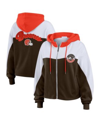 Women's Brown Cleveland Browns Plus Size Color Block Full-Zip Hoodie