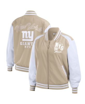 Women's Tan New York Giants Tonal Full-Zip Bomber Jacket