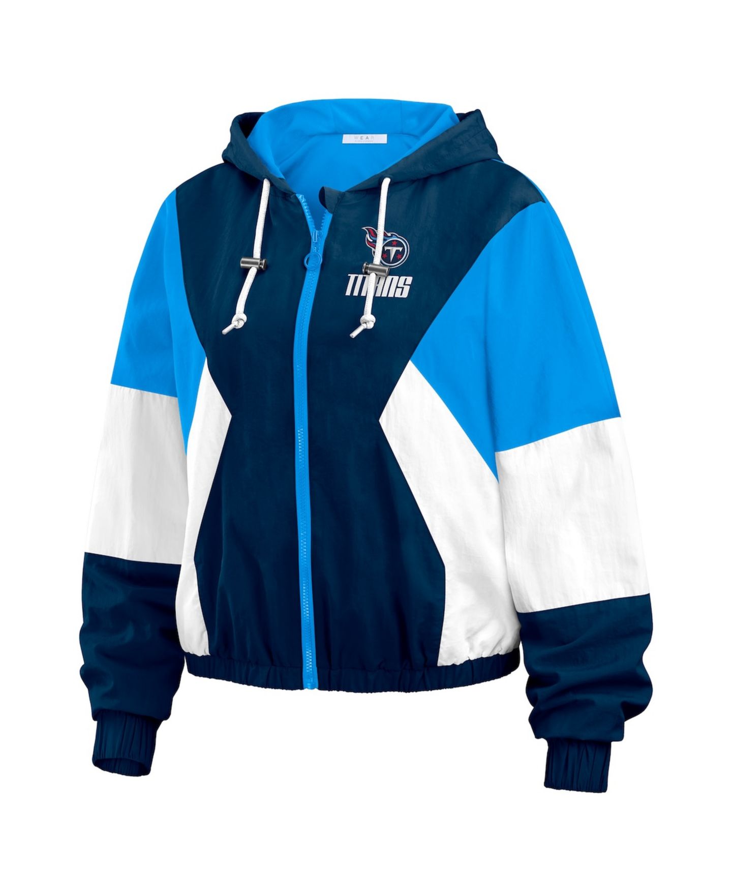 Женская куртка WEAR by Erin Andrews Navy/Light Blue Houston Oilers Plus Size Color Block Full-Zip Windbreaker — фото 2