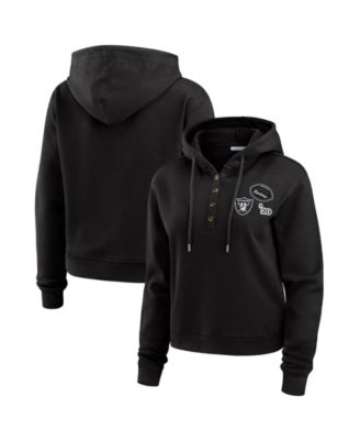 Women's Black Las Vegas Raiders Waffle Pullover Hoodie