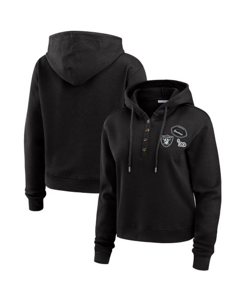 Женское худи WEAR by Erin Andrews Black Las Vegas Raiders Waffle Pullover