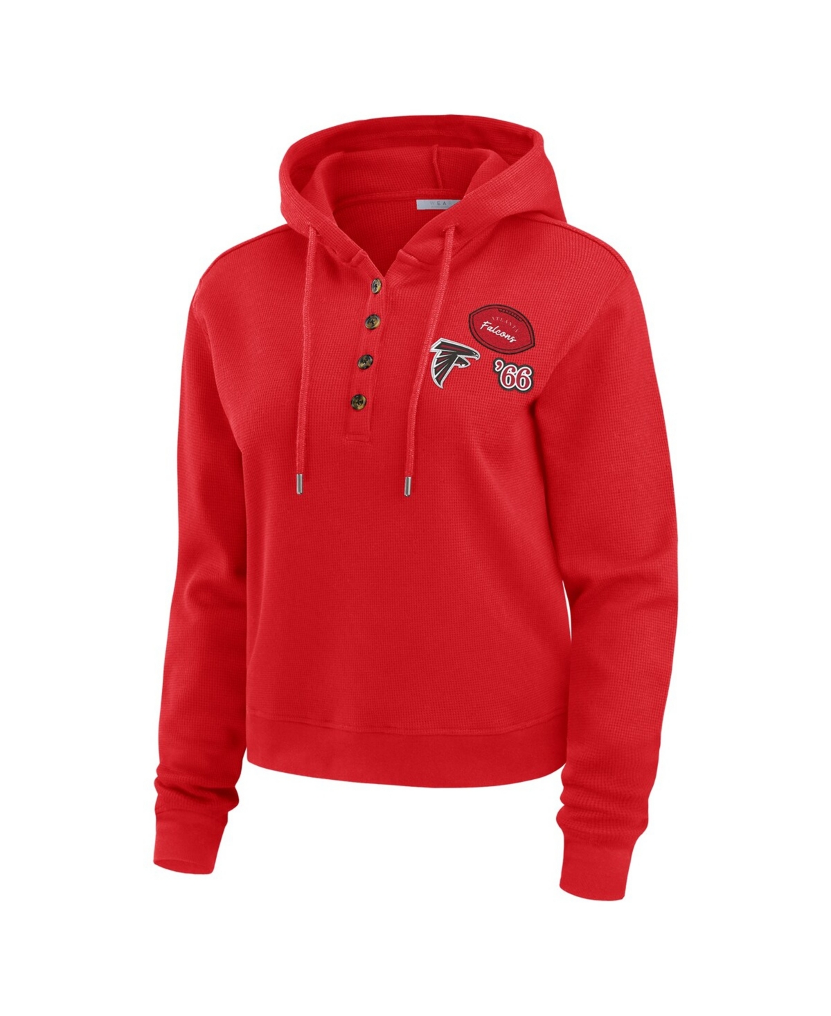 Wear by Erin Andrews Women's Scarlet Atlanta Falcons Waffle Pullover Hoodie