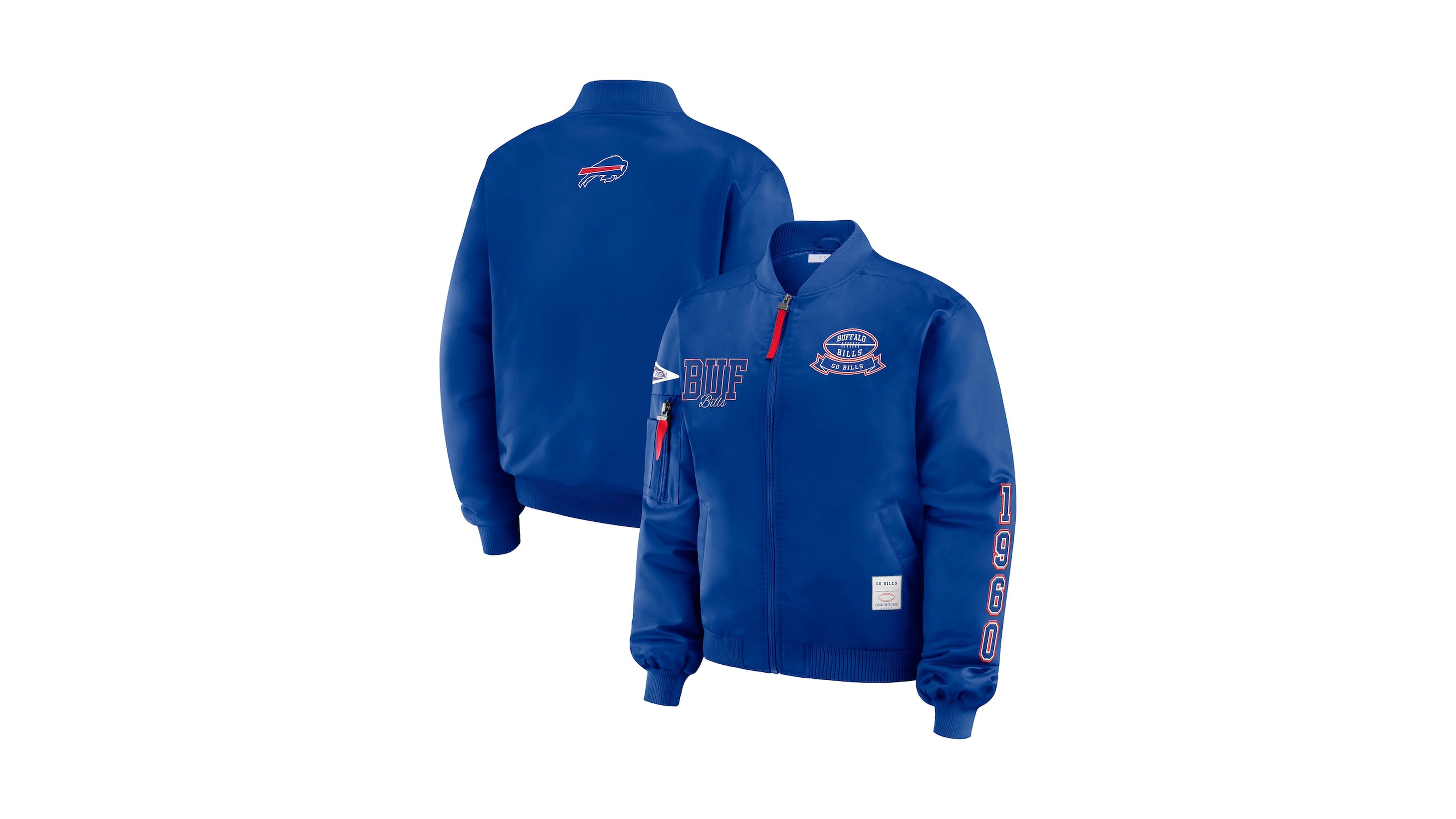 Wear by Erin Andrews Women's Royal Buffalo Bills Patch Full-Zip Bomber Jacket
