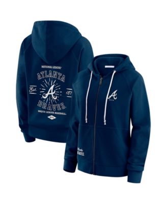 Women's Navy Atlanta Braves Vintage Full-Zip Raglan Hoodie