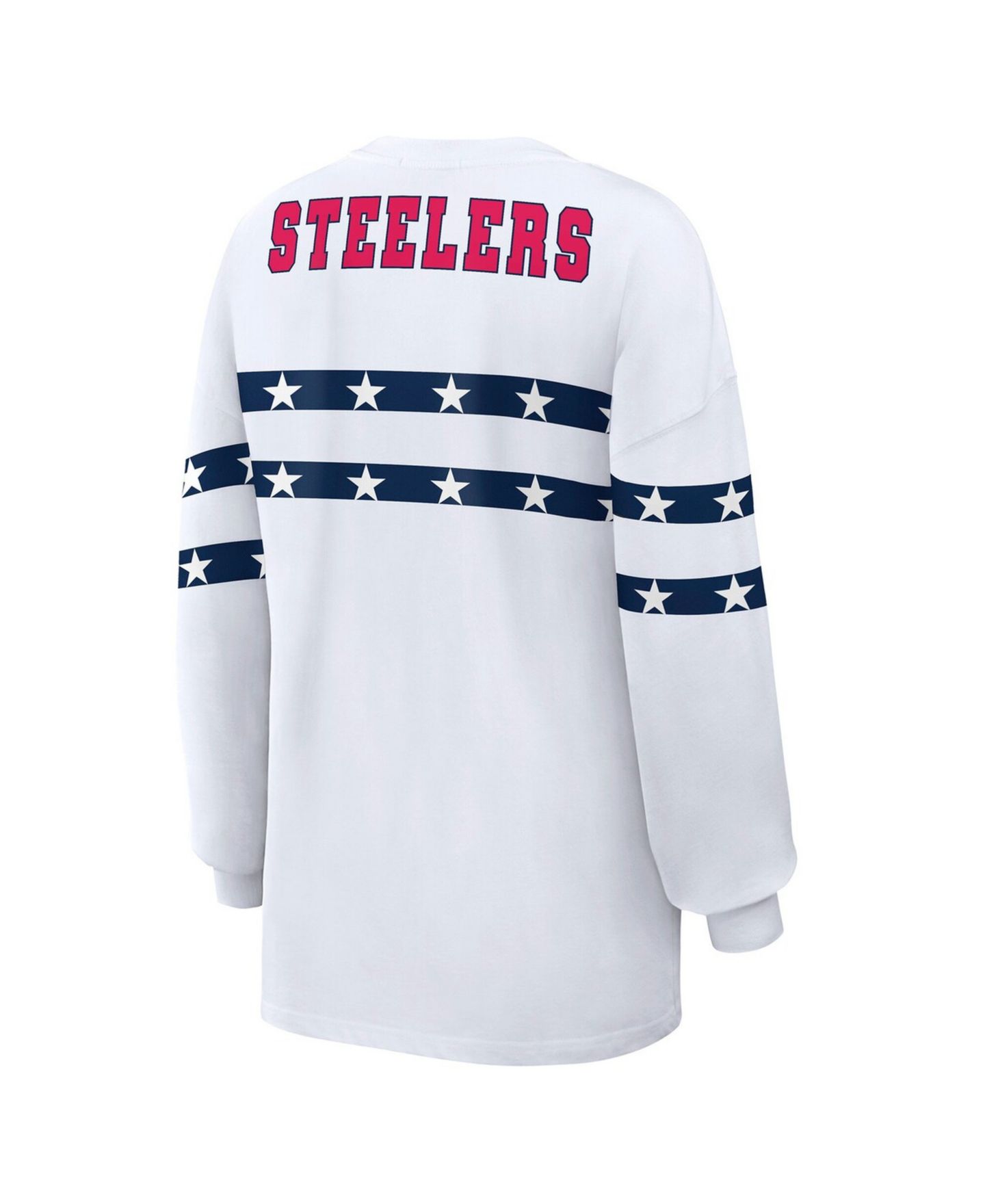 Женская футболка WEAR by Erin Andrews White Pittsburgh Steelers Americana Stripe Long Sleeve — фото 6