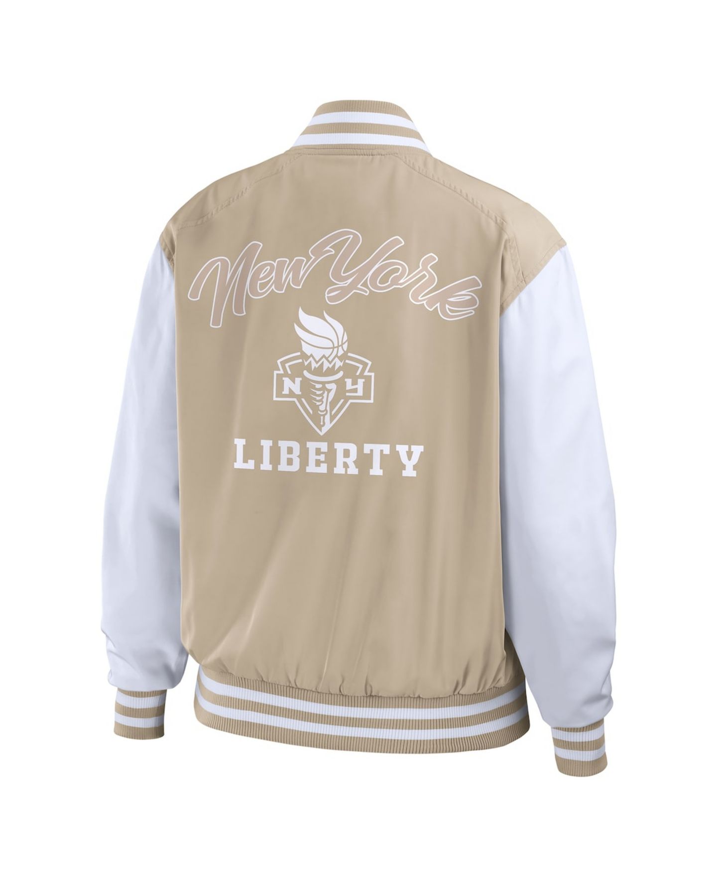 Женская куртка WEAR by Erin Andrews Tan New York Liberty Tonal Full-Zip Bomber — фото 3