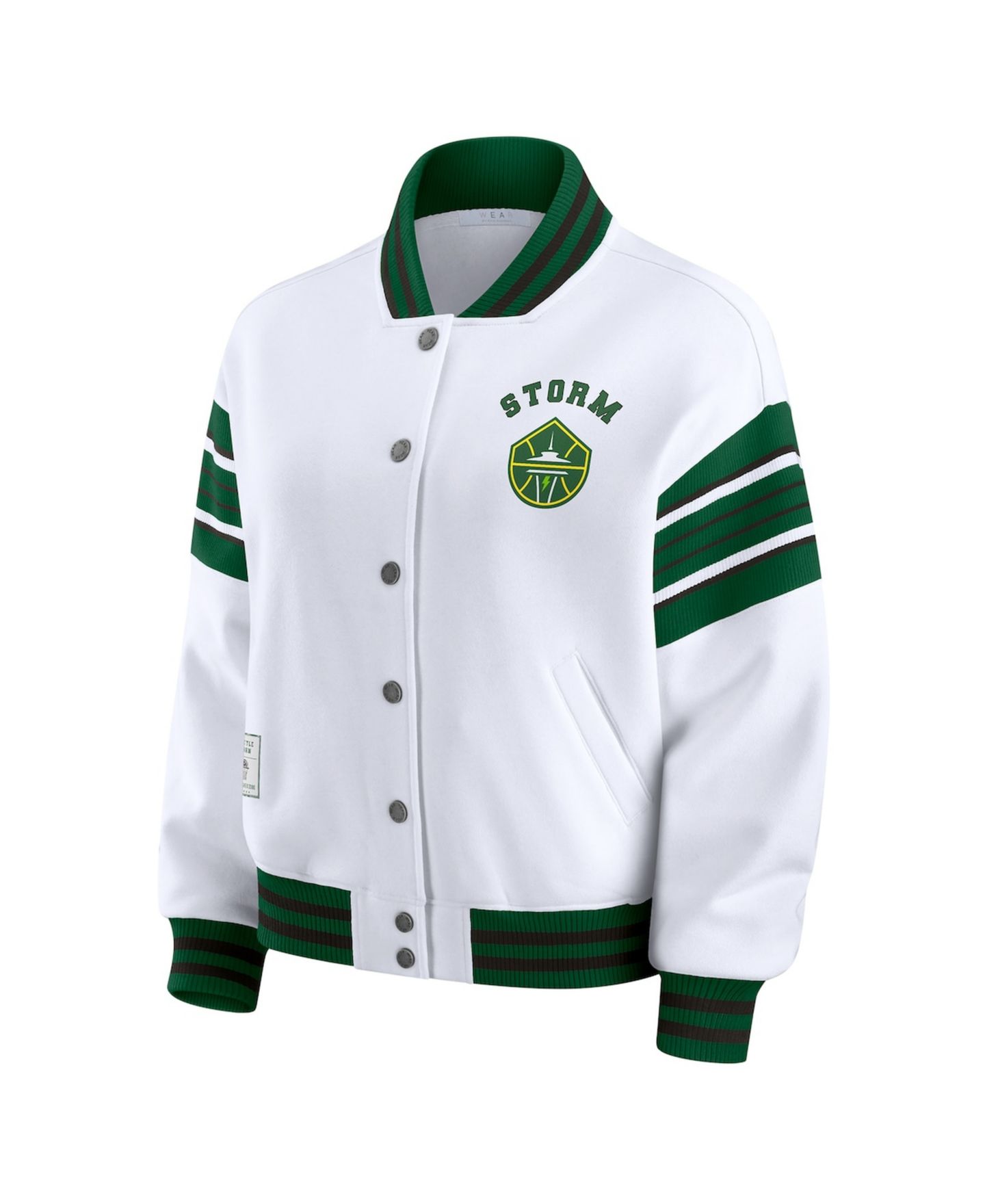 Женская куртка WEAR by Erin Andrews White/Green WNBA Full-Snap Fleece Sweatshirt — фото 2