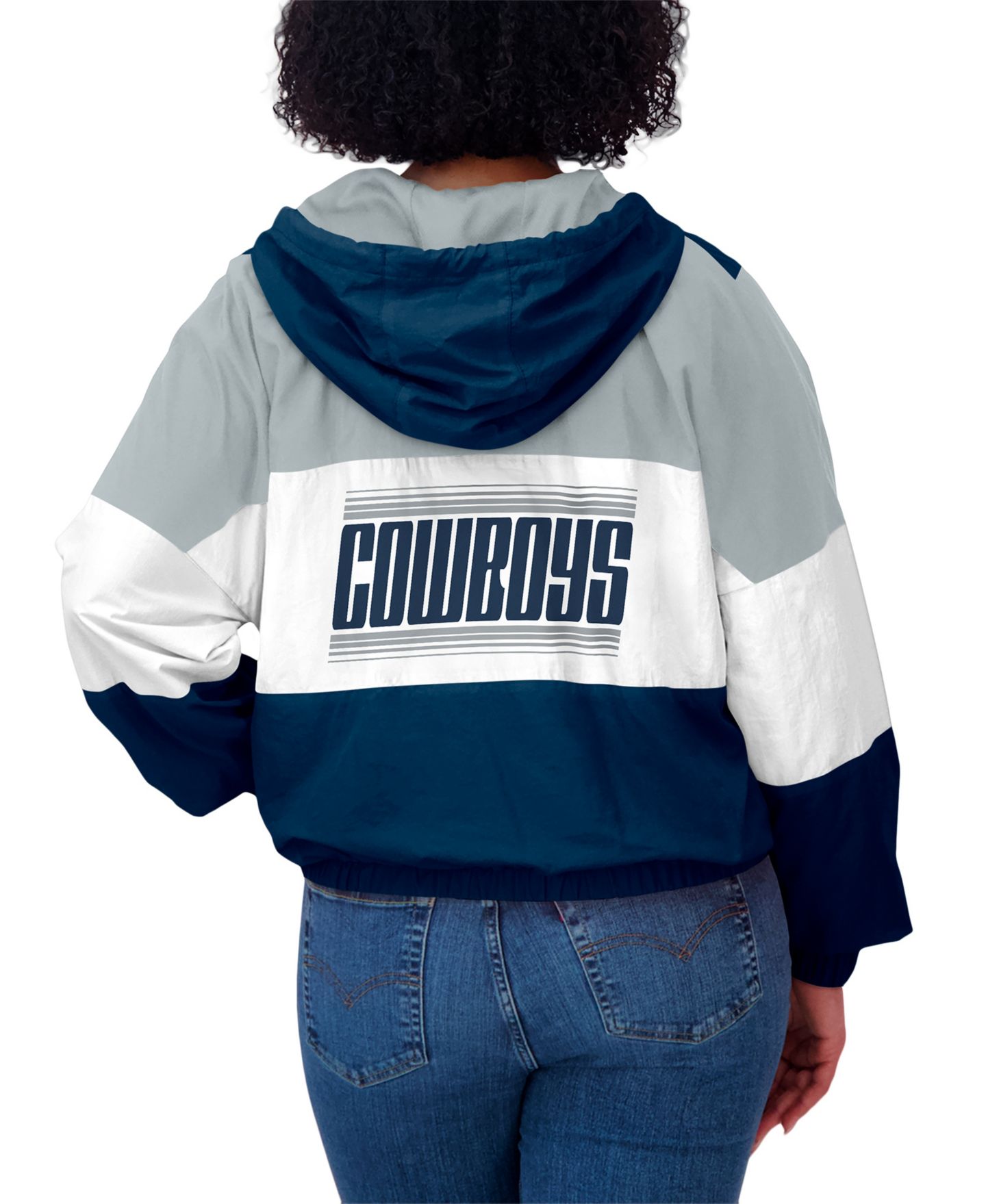 Женская куртка WEAR by Erin Andrews Navy Dallas Cowboys Color Block Full-Zip Windbreaker — фото 5