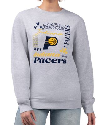 Women's Heather Gray Indiana Pacers Collage Team Graphic Fleece Pullover Sweatshirt