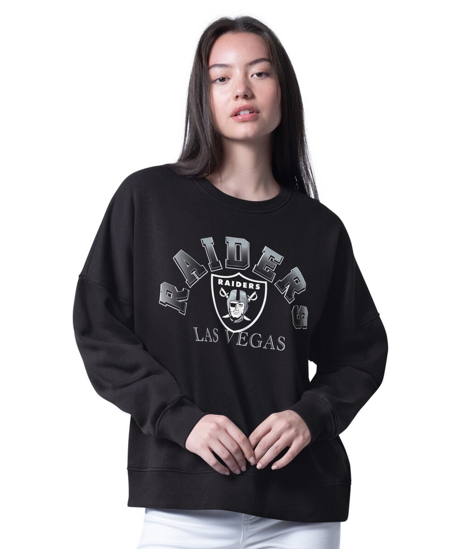 Женские толстовки G-III 4Her by Carl Banks Black Las Vegas Raiders Oversized Feud — фото 1