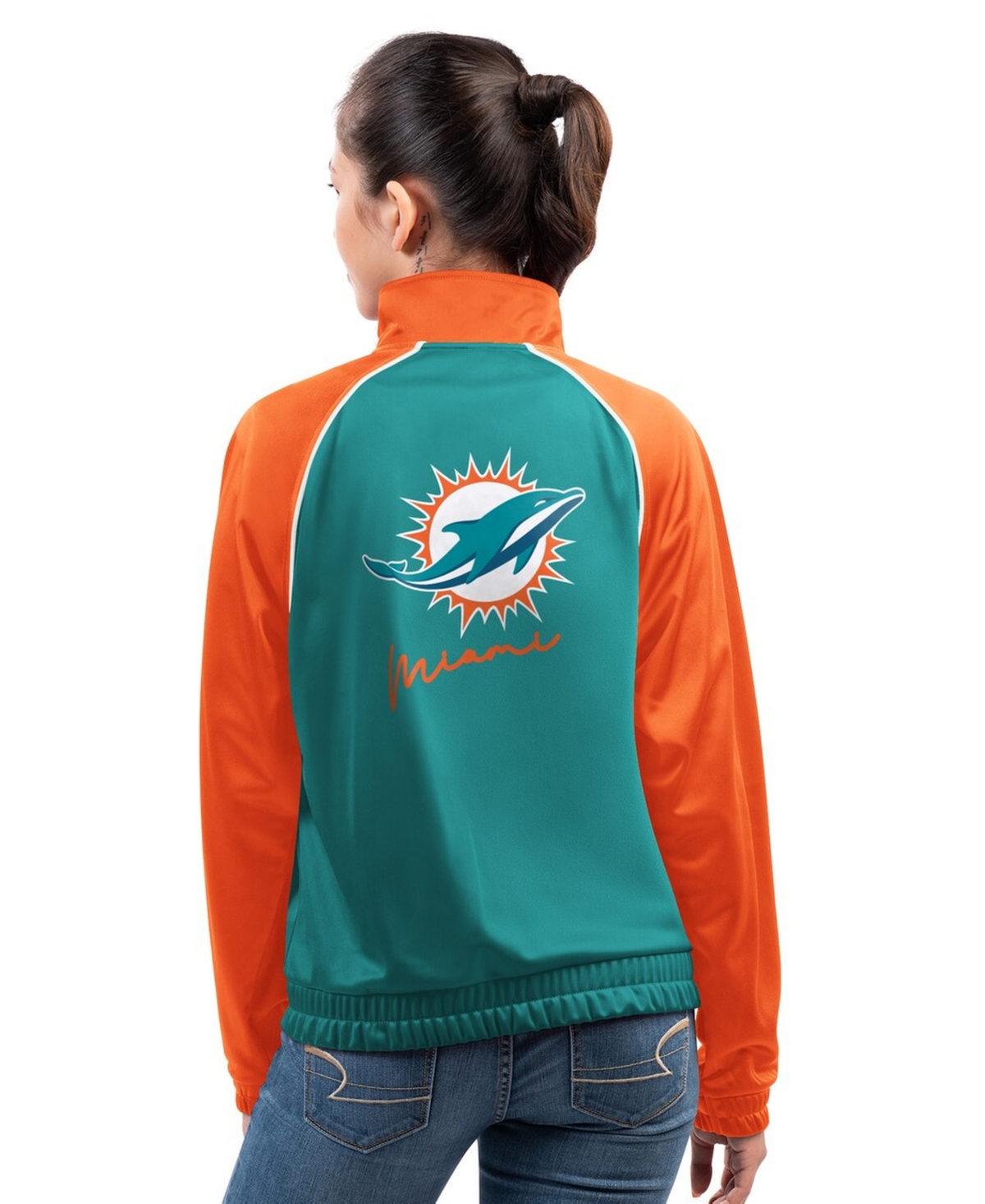 G-iii 4Her by Carl Banks Women's Aqua Miami Dolphins Replay Full-Zip Track Jacket