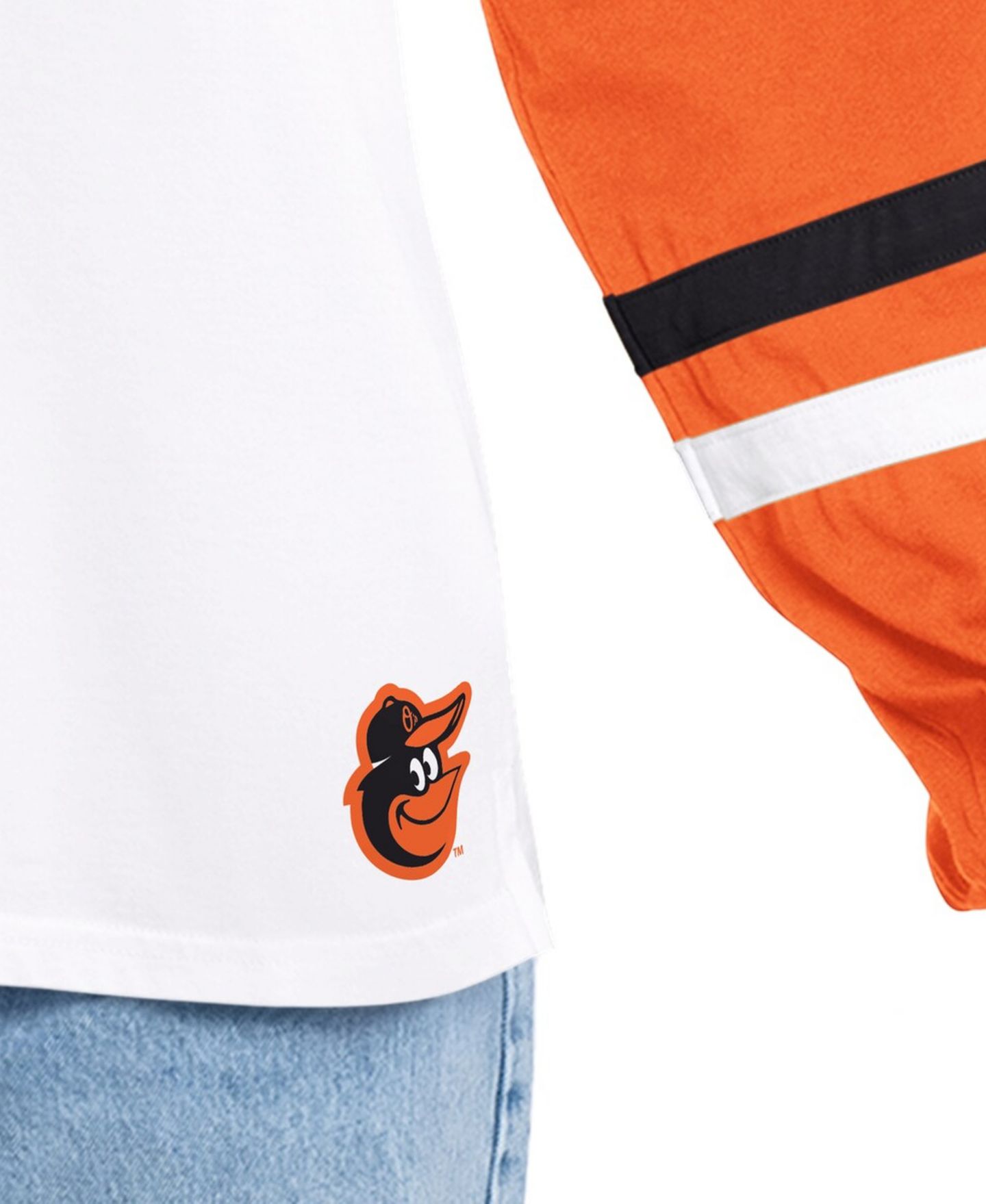 Женская футболка G-III 4Her by Carl Banks White/Orange Baltimore Orioles Key Player Oversized Hooded Long Sleeve — фото 4