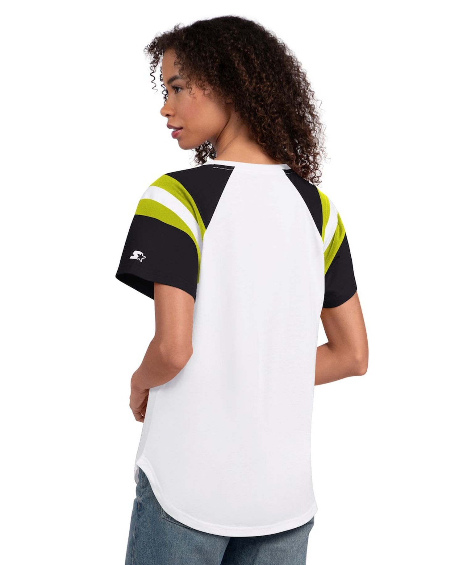 Women's White William Byron Game On Raglan Notch Neck T-Shirt