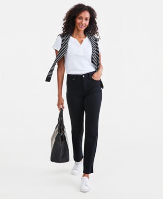 Women's High-Rise Straight-Leg Ponte Pants