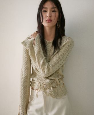 Women's Slit Sleeves Open-Knit Sweater