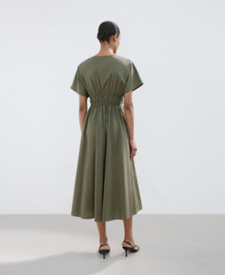 mango cotton dress MANGO - Cotton dress with draped strap detail khaki