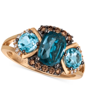 Le Vian Chocolatier Blue Topaz (2-5/8 ct tw) and Diamond (1/5 ct tw) Ring in 14k Rose Gold Created for Macy's